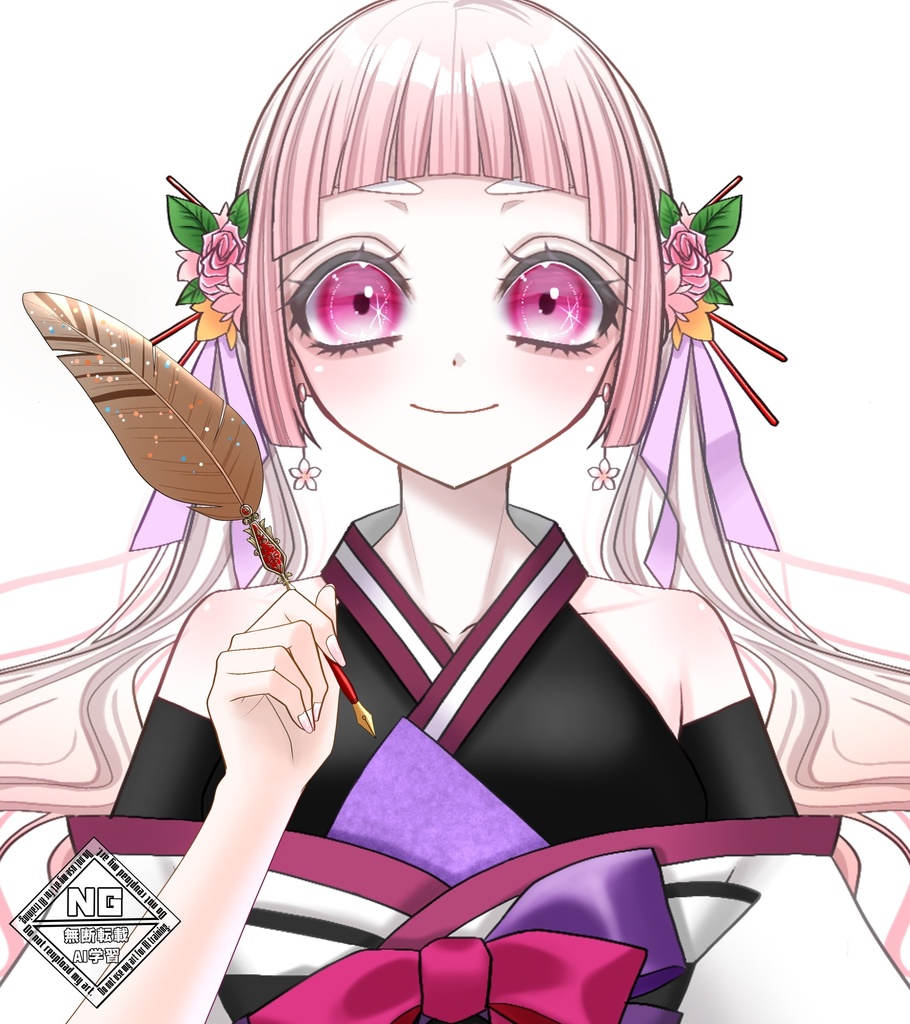 羽根ペンを持つ手の素材🪶【VTuber素材】【無償素材】(透過素材)