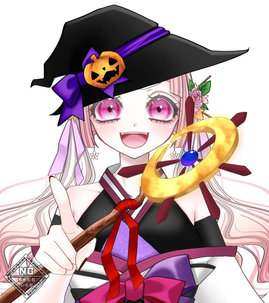 ハロウィン素材第5弾🎃魔女のとんがり帽子と魔法の杖を持つ手の素材🪄︎︎✨【VTuber素材】【無償素材】(透過素材)