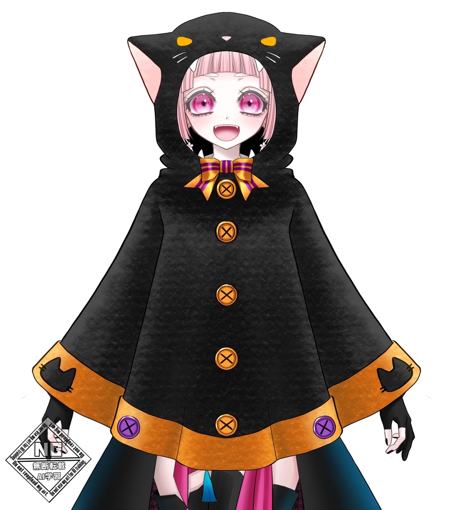 ハロウィン素材第11弾🎃黒猫ポンチョの衣装素材🐈‍⬛🐾【VTuber素材】【無償素材】