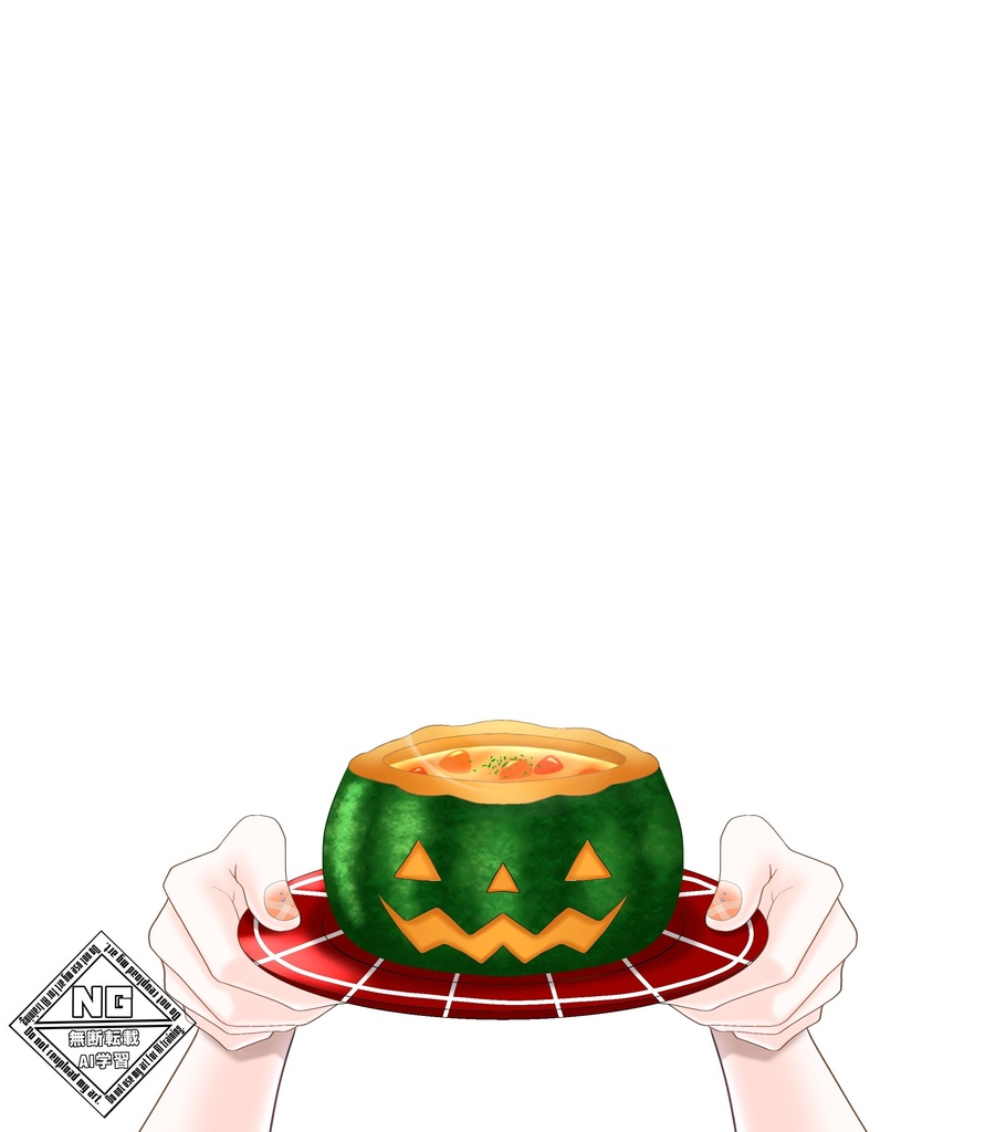 ハロウィン素材第13弾🎃かぼちゃシチューを持つ手の素材🎃【VTuber素材】【無償素材】