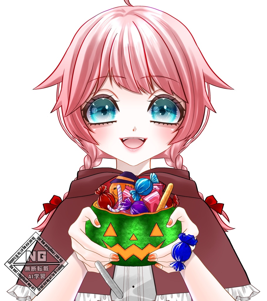 ハロウィン素材第14弾👻お菓子入りのかぼちゃを持つ手の素材🎃【VTuber素材】【無償素材】
