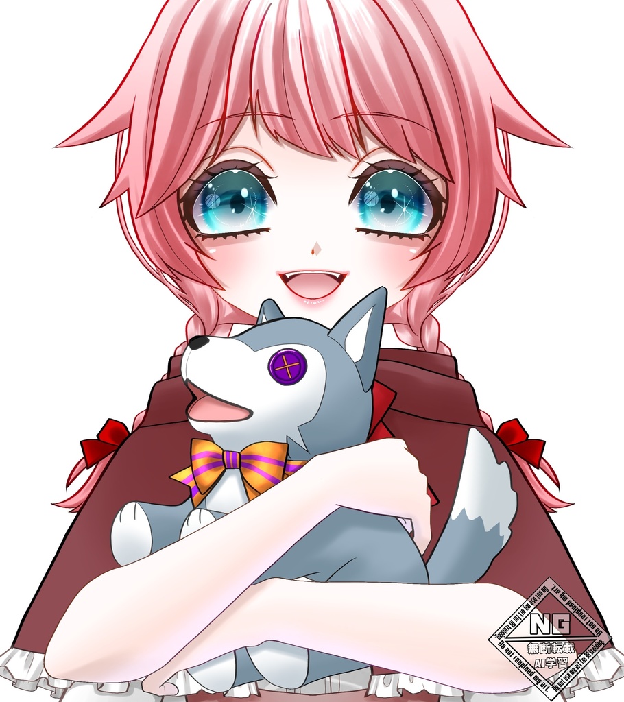 ハロウィン素材第15弾🎃オオカミと黒猫のぬいぐるみを抱っこする素材🩵【VTuber素材】【無償素材】