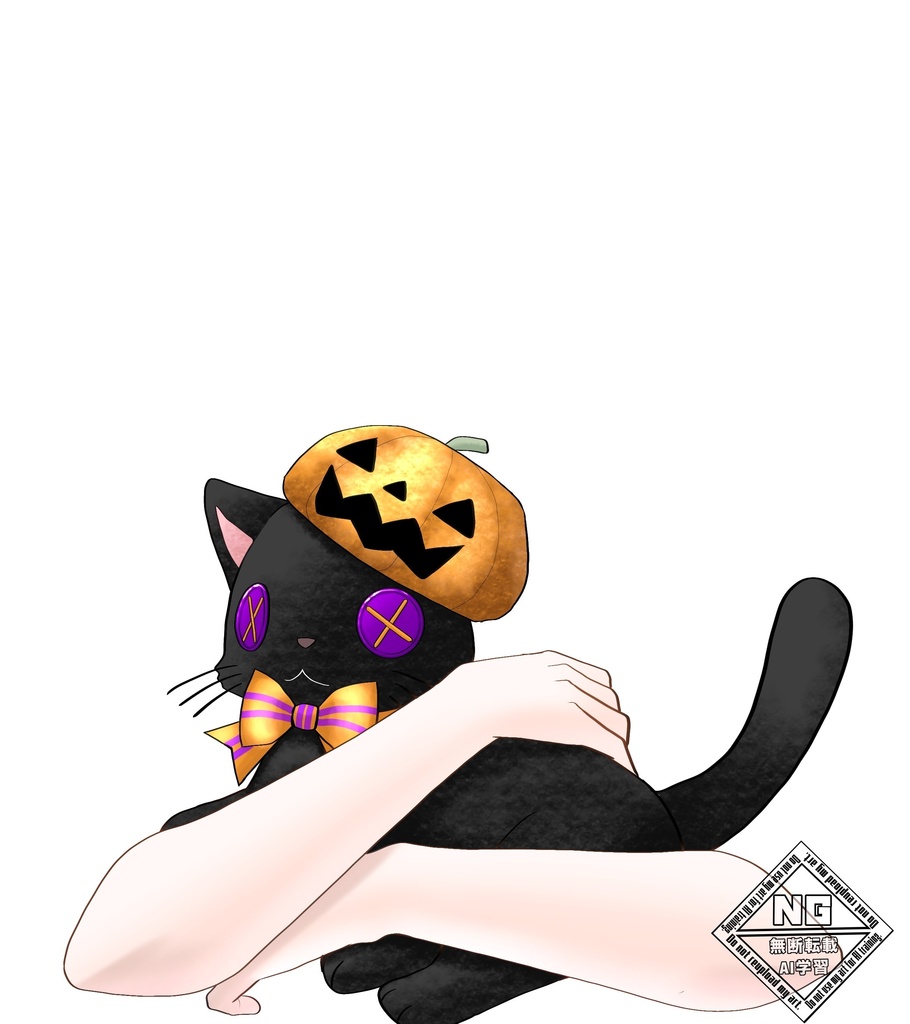 ハロウィン素材第15弾🎃オオカミと黒猫のぬいぐるみを抱っこする素材🩵【VTuber素材】【無償素材】