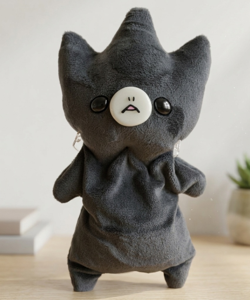 クタクタぬいぐるみ【ヘンテコな生き物あちゃ】【チャコールグレー】