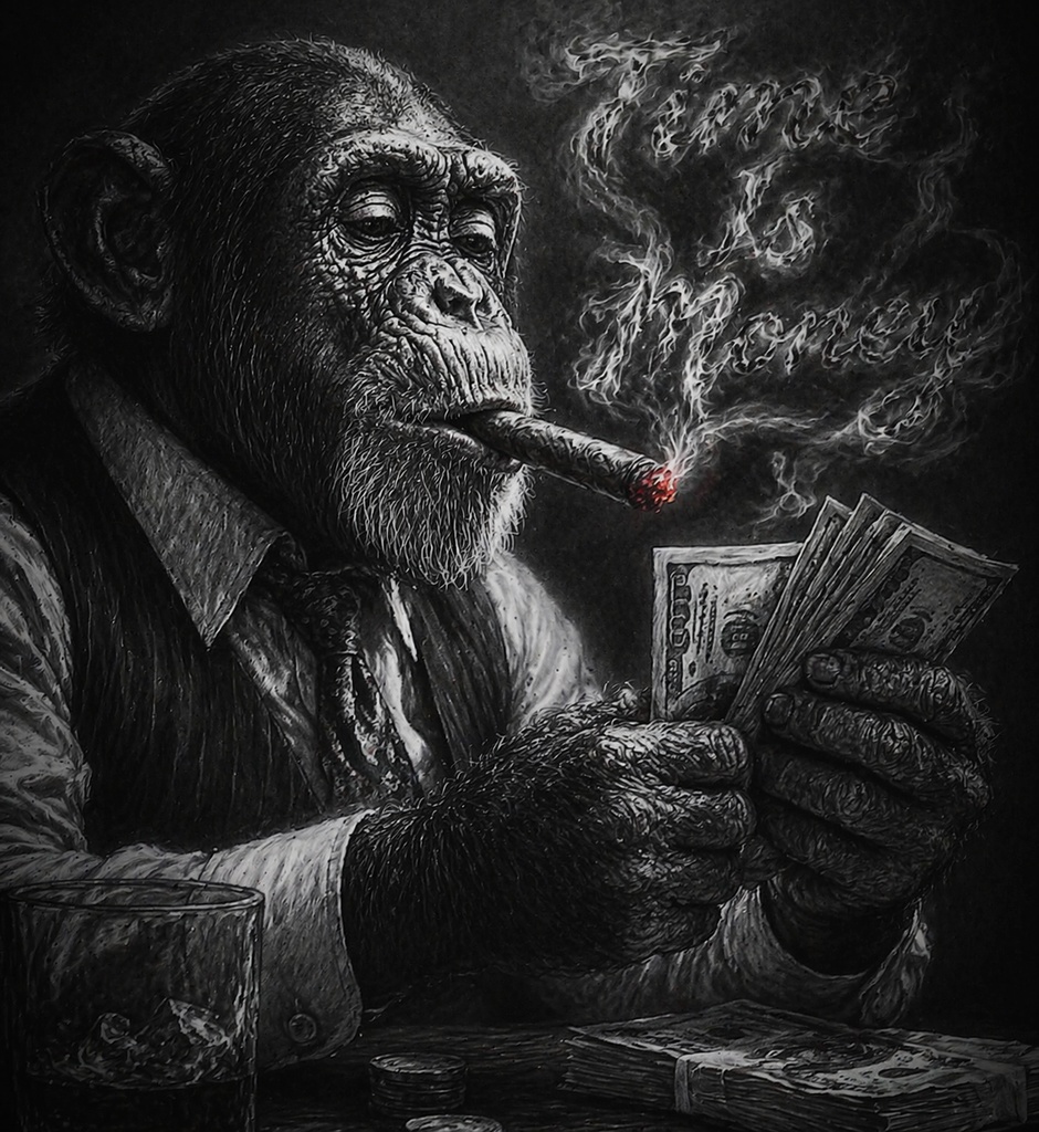 Time Is Money チンパンジーTシャツ