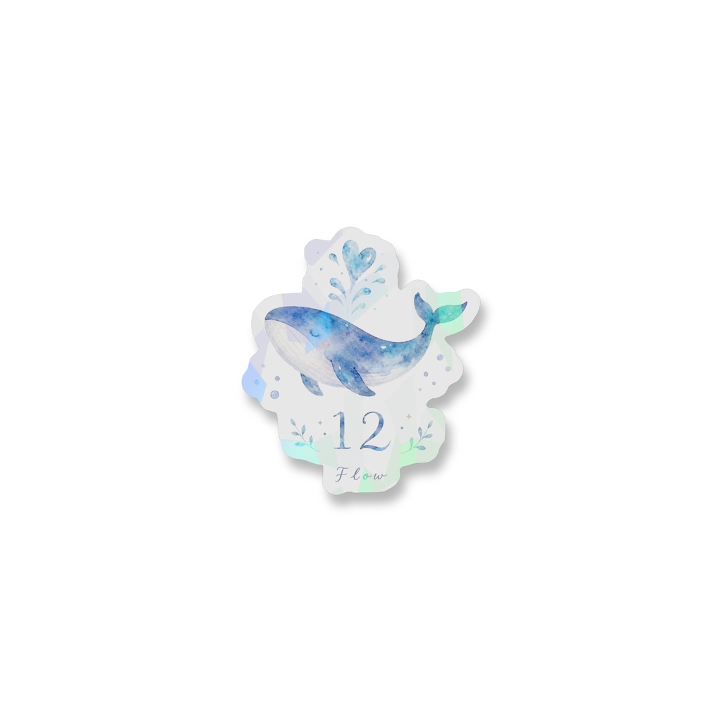 Flow 12|やさしい流れを運ぶ、くじらの水彩ステッカー