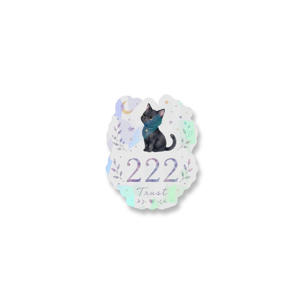 Trust 222｜信じる心をそっと支える、黒猫のお守りステッカー
