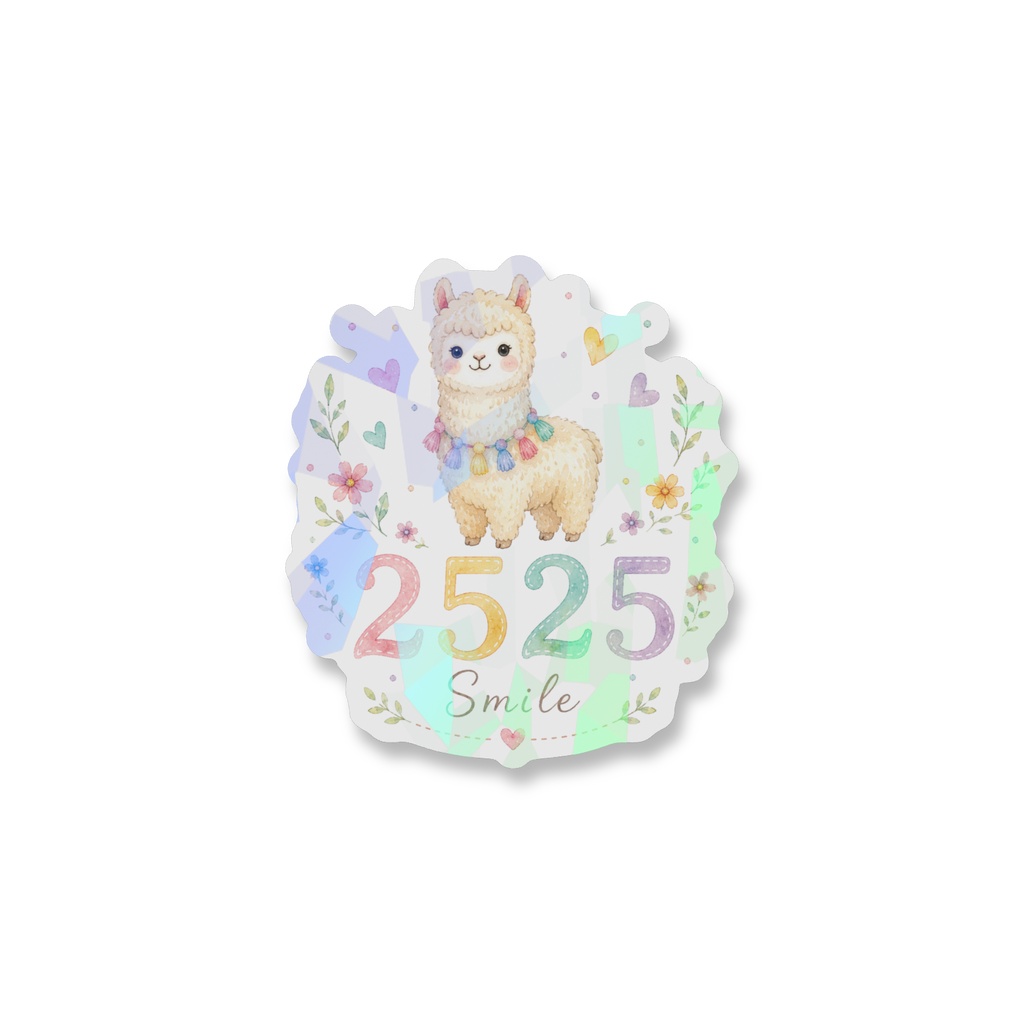 Smile 2525｜笑顔を届ける、アルパカのお守りステッカー