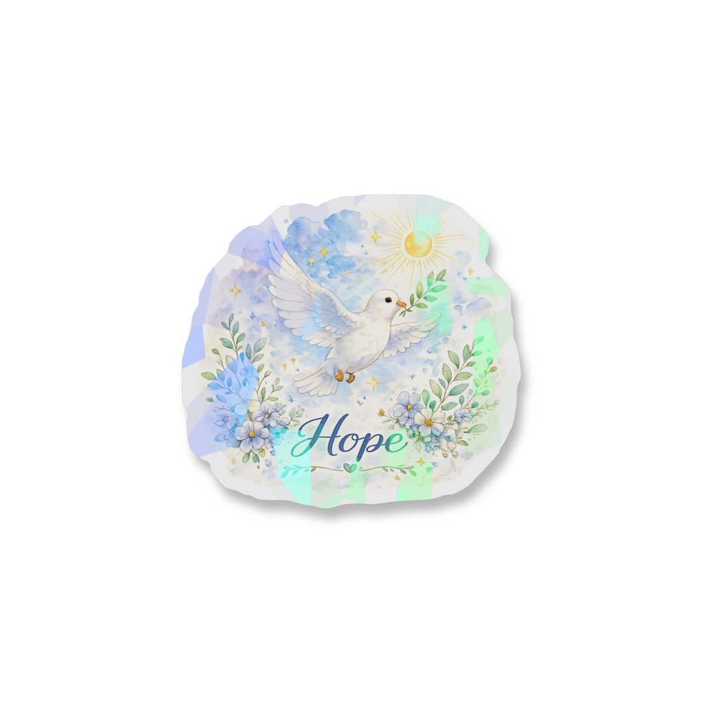 Hope｜希望を運ぶ、白い鳩のお守りステッカー
