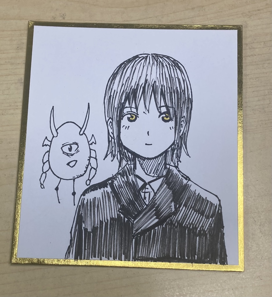 ペン画小　淡い少女