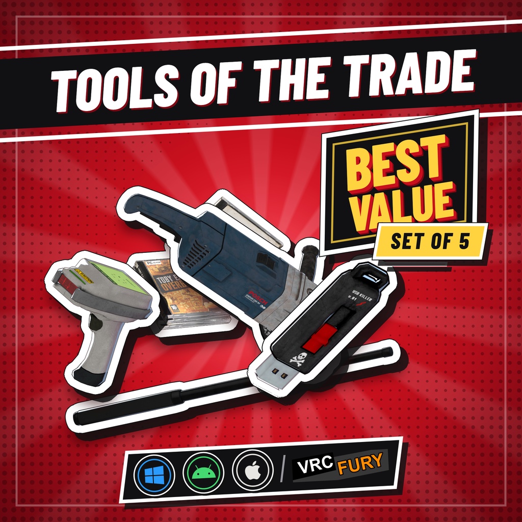 【VRChat/VRCFury対応】Tools of the Trade ギミック全5種セット【PC・Quest・iOS】