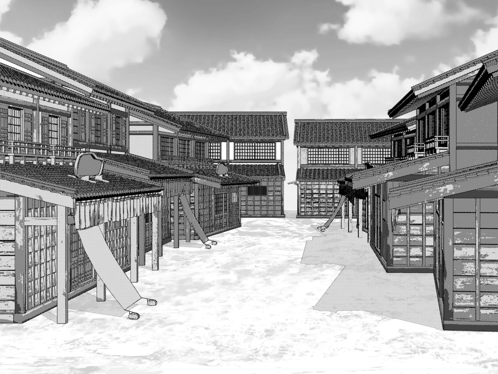 クリップスタジオ3D素材 江戸風たてもの