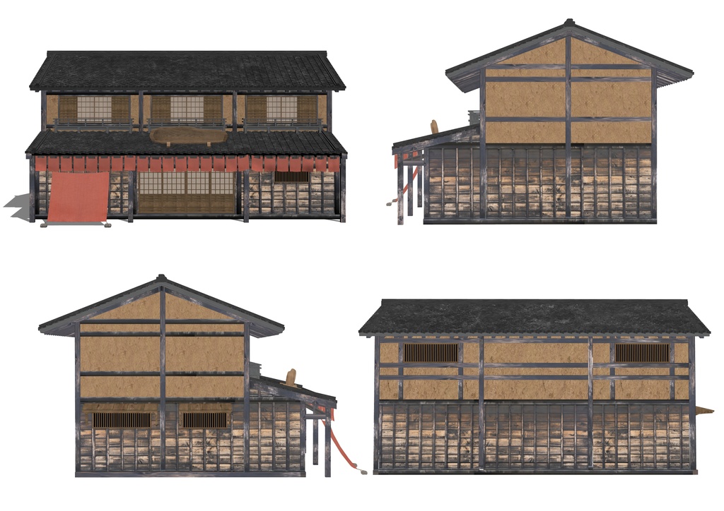 クリップスタジオ3D素材 江戸風たてもの