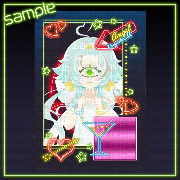 【L版ネップリ用】ハイネオン【背景+枠素材】