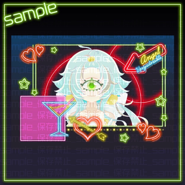 【L版ネップリ用】ハイネオン【背景+枠素材】