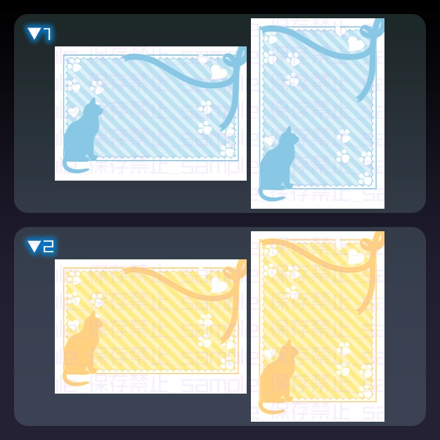 【L版ネップリ用】パステルネコ【背景+枠素材】