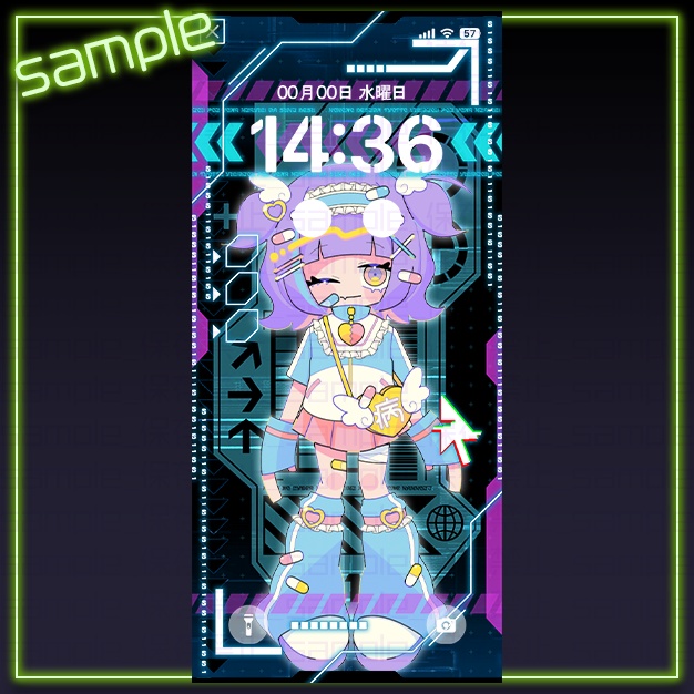 【iPhoneサイズ】サイバネ【背景+枠素材】