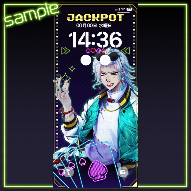 【iPhoneサイズ】ネオンプ【背景+枠素材】