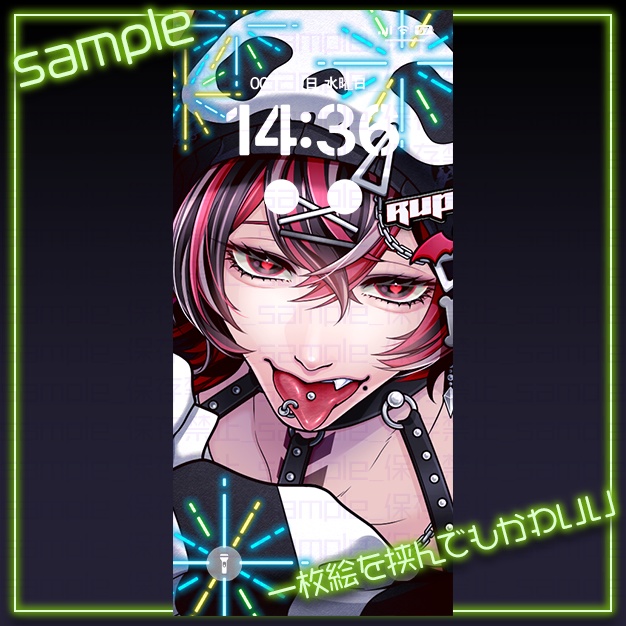 【iPhoneサイズ】ネオン花火【背景+枠素材】