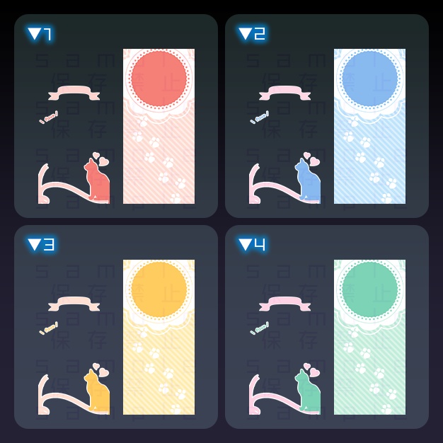 【iPhoneサイズ】パステルネコ【背景+枠素材】