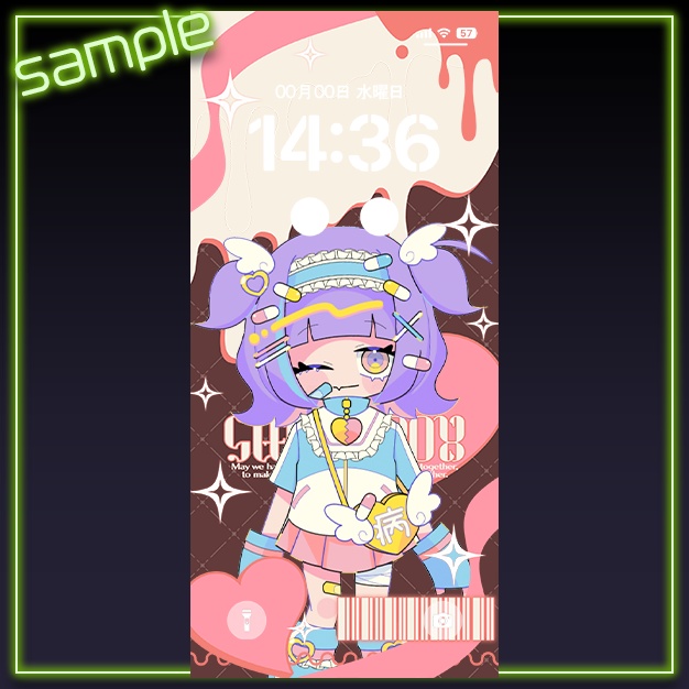 【iPhoneサイズ】WD【背景+枠素材】