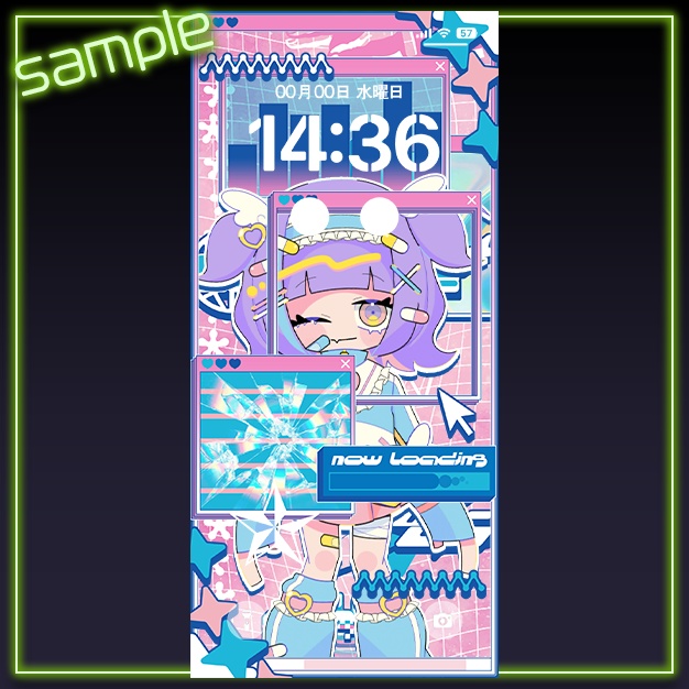 【iPhoneサイズ】Y2KV【背景+枠素材】