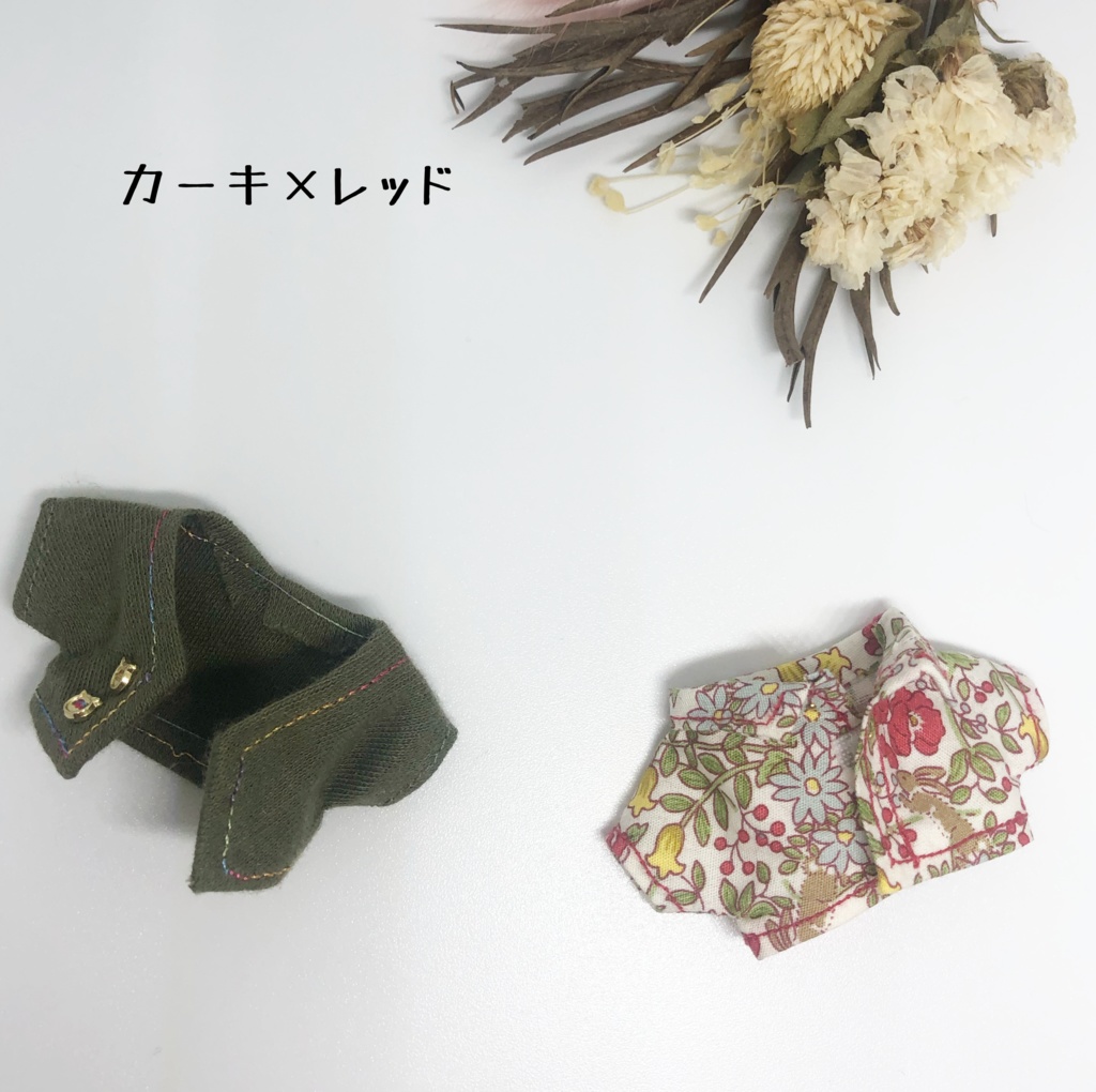 カーデ×花柄シャツ