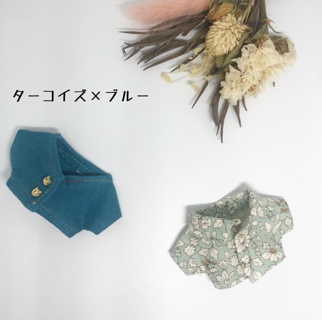 カーデ×花柄シャツ