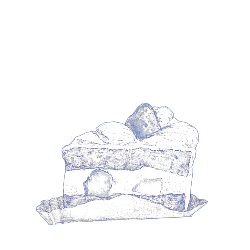 ショートケーキ(ブルーorレッド)缶バッチ