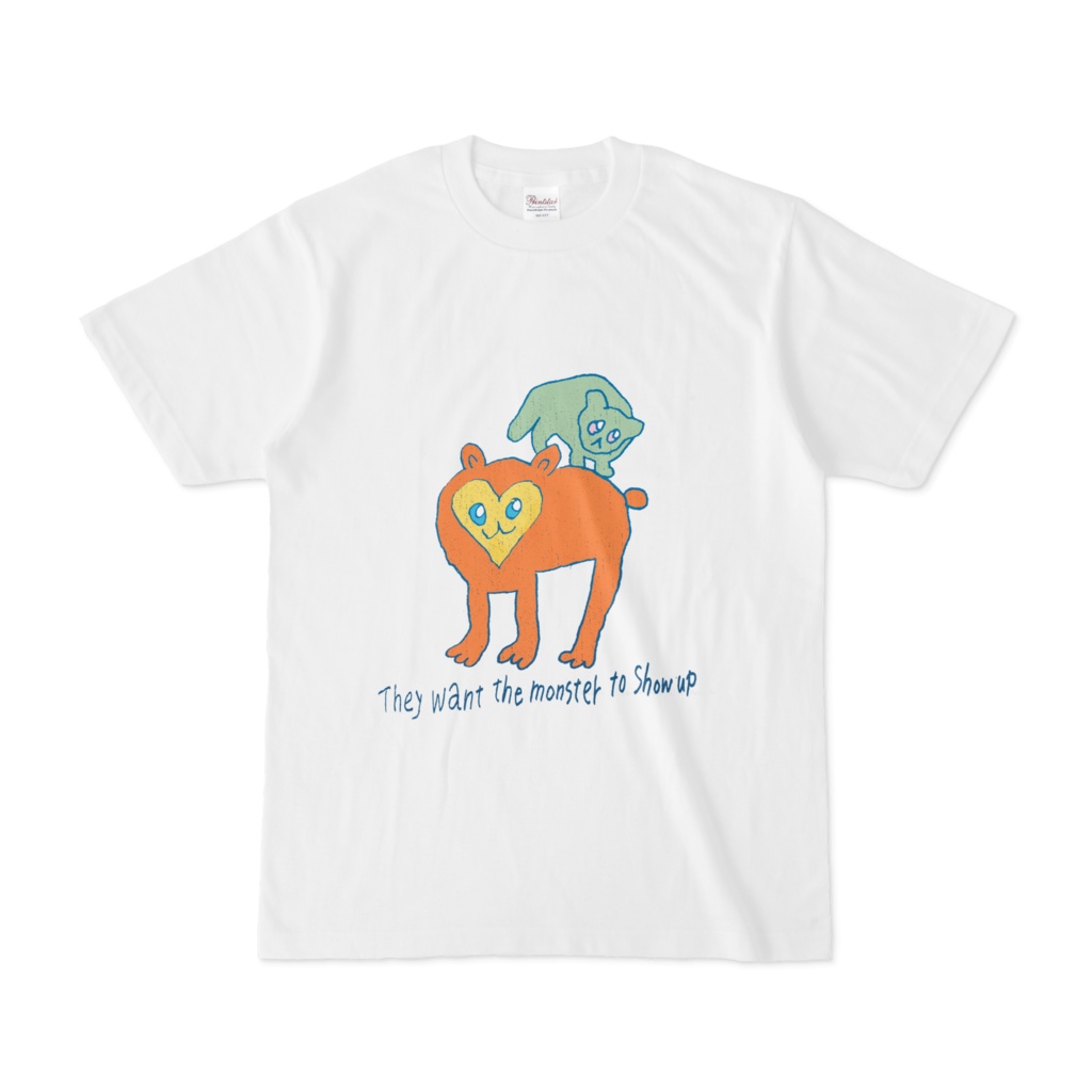 顔がハートのやつと顔がハートのやつの上にのってるやつTシャツ