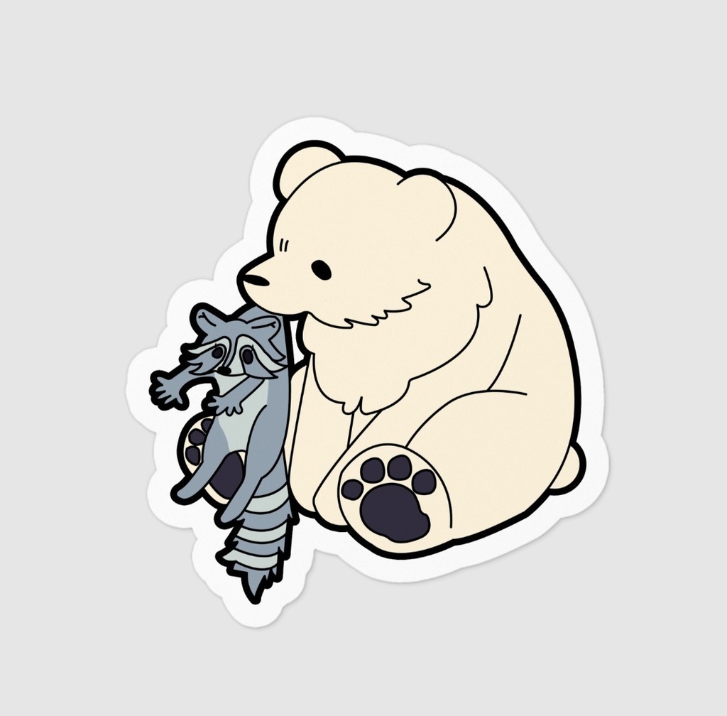 しろくまとあらいぐまステッカー