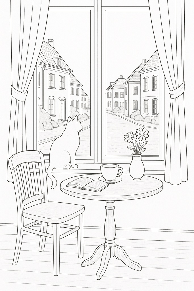 Tsuki Cafe 塗り絵シリーズ 第1巻『喫茶店の窓辺』