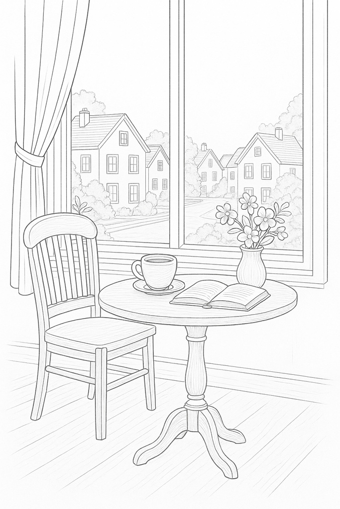 Tsuki Cafe 塗り絵シリーズ 第1巻『喫茶店の窓辺』