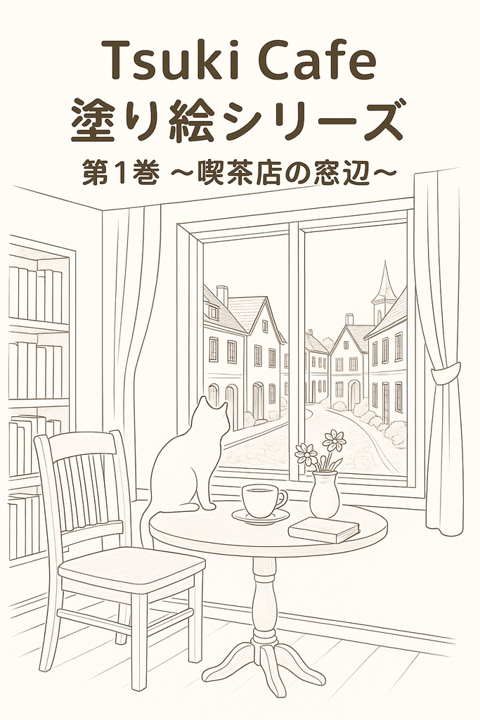 Tsuki Cafe 塗り絵シリーズ 第1巻『喫茶店の窓辺』