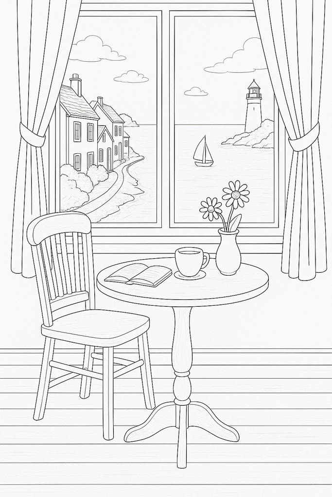 Tsuki Cafe 塗り絵シリーズ 第1巻『喫茶店の窓辺』