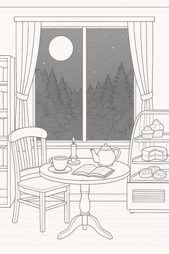 Tsuki Cafe 塗り絵シリーズ 第2巻 〜夜のカフェと月〜