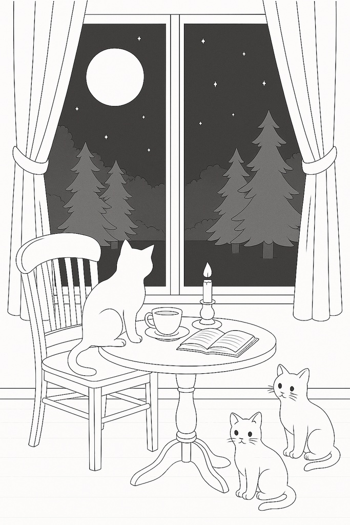 Tsuki Cafe 塗り絵シリーズ 第2巻 〜夜のカフェと月〜