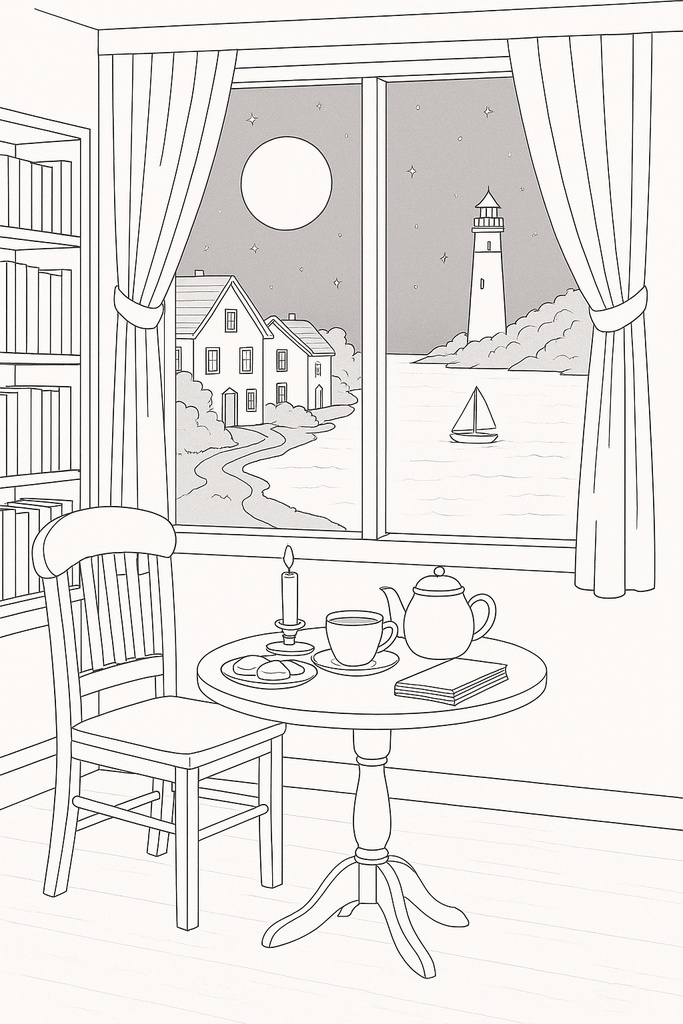 Tsuki Cafe 塗り絵シリーズ 第2巻 〜夜のカフェと月〜