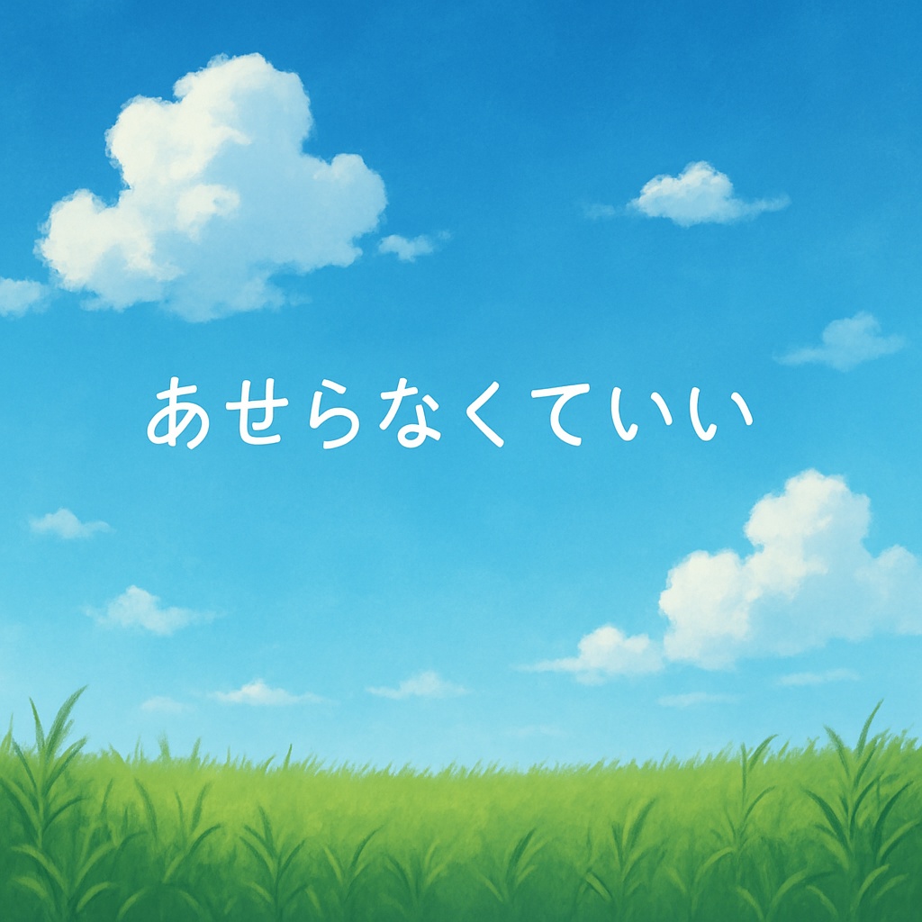  あせらなくていい【空と草原の癒しメッセージ画像】