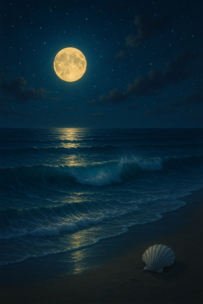 癒しの満月と夜の海【壁紙・待ち受け用】