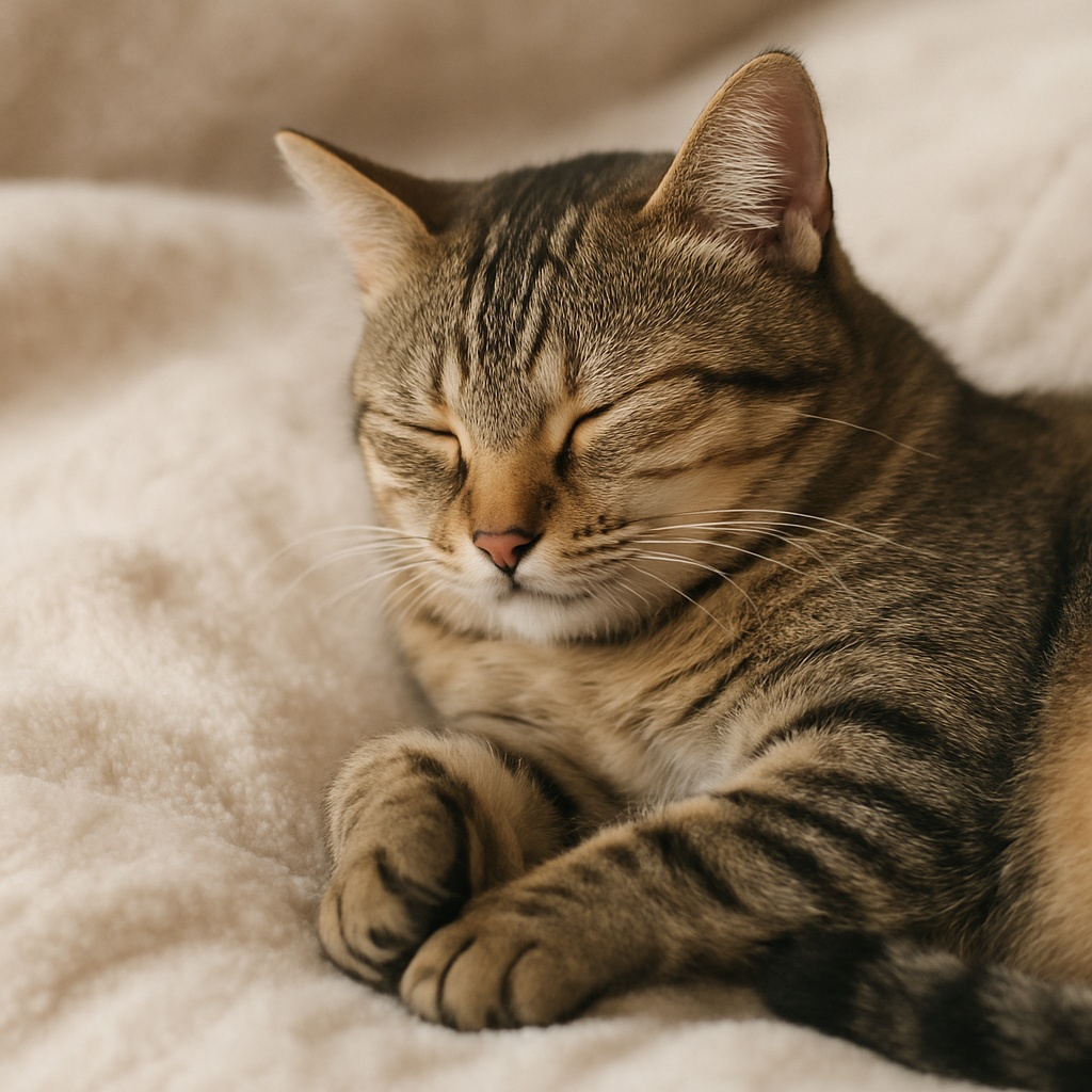 やさしい寝顔のキジトラ猫