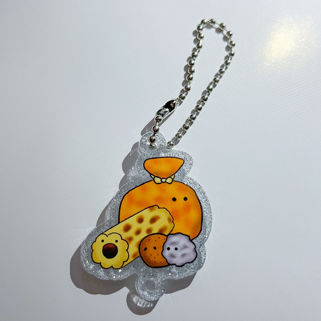 もちきんちゃく達つながるラメアクリルキーホルダー