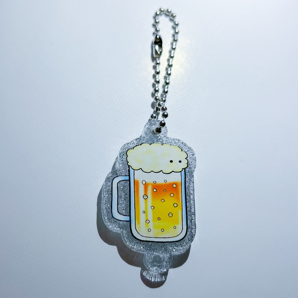 ビールつながるアクリルキーホルダー