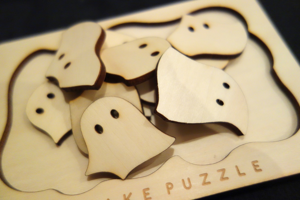 はがきサイズ おばけパズル (シナ合板4mm厚)