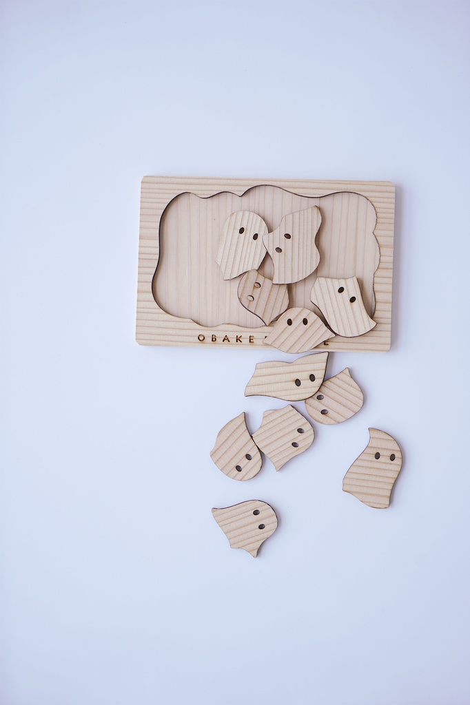 【完売】はがきサイズ おばけパズル (熊本小国杉 無垢材3mm厚)