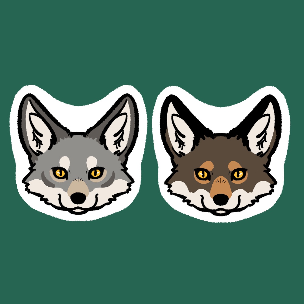 オオカミ（灰）＆オオカミ（茶）　ステッカー