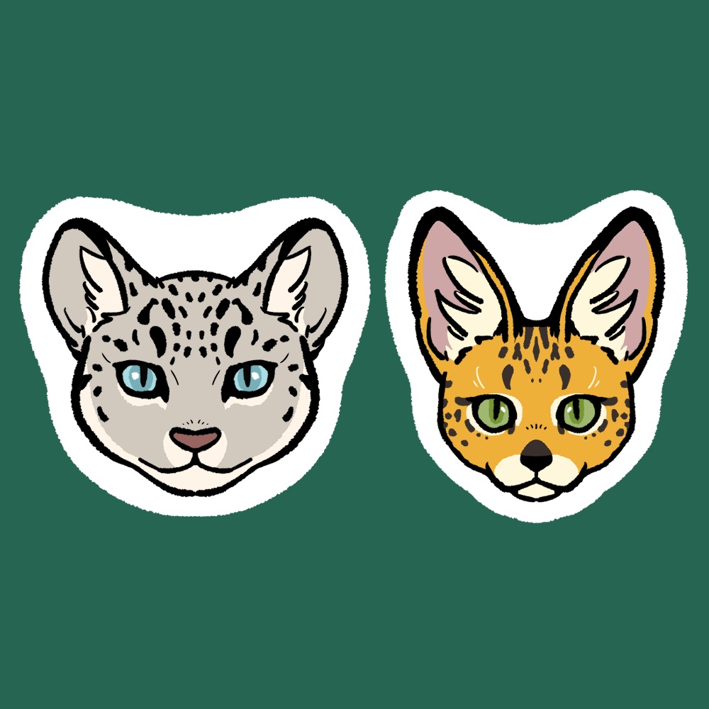 ユキヒョウ＆サーバルキャット　ステッカー