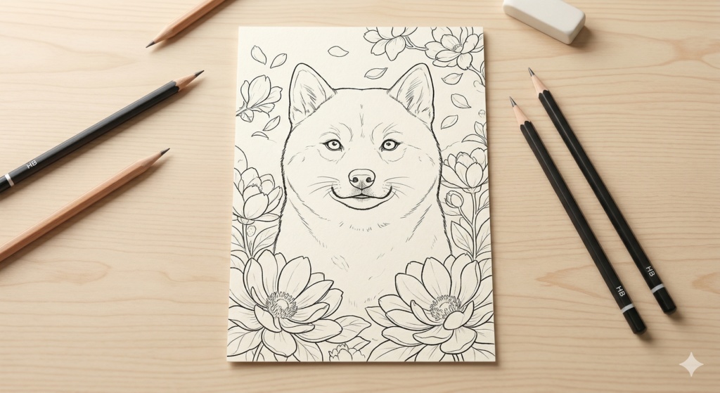 【全52イラスト収録】豆柴・豆ちゃんのツンデレ禅ぬりえ:フルパッケージ版(PDF)