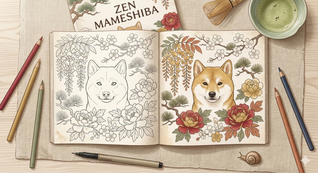 【全52イラスト収録】豆柴・豆ちゃんのツンデレ禅ぬりえ:フルパッケージ版(PDF)