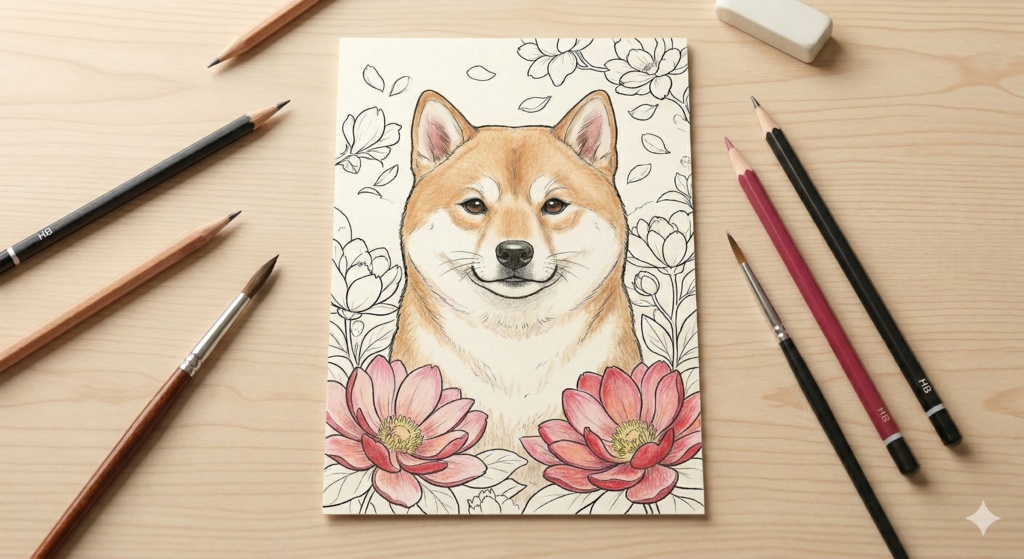 【全52イラスト収録】豆柴・豆ちゃんのツンデレ禅ぬりえ:フルパッケージ版(PDF)